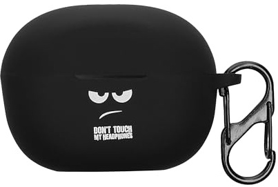 kwmobile Design Schutzhülle für Anker Soundcore P3i Hülle - TPU Silikon Case für Kopfhörer Ladecase - stoßfestes Cover mit Karabiner - Weiß Schwarz Schwarz