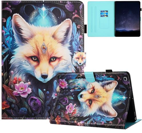 Mldjomid Funda para Samsung Galaxy Tab A7 10.4 2022/2020 (SM-T505/T500) Carcasa Cuero PU Flip Tablet Case Cover con Ranura para Tarjetas y Función de Soporte para Galaxy Tab A7 10.4, Zorro Blanco