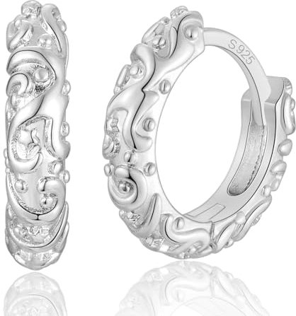 Creolen Silber 925 für Damen Mädchen Herren Creolen Silber Huggie Hypoallergen Ohrringe Klein 8 mm