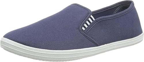 Mens Slip on Canvas Summer Shoes (Navy Stripe, UK Footwear Size System, Adult, Men, Numeric, Medium, 7)