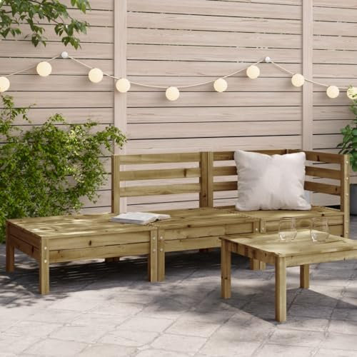 AJJHUUKI Outdoor Sitzgruppe Outdoor Sektionalsofa Einheiten Gartensofa 3-Sitzer imprägniert Holz Kiefer