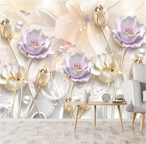 vsdhlsidgl Wallpaper Bedroom Walls TV Background Wall Design Purple Rose Contact Wall Papers Home Decor,3D,150x105cm