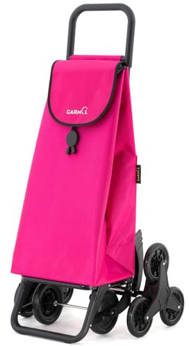 GARMOL Carrello della spesa pieghevole da 55 litri | Carrello della spesa 8 Ruote Salite Scale di Grande Capacità | Carrello della spesa Pieghevole Colore Fucsia