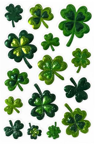 Oblique Unique 3D Kleeblatt Sticker Aufkleber Grün metallisch Geburtstag Silvester Feier Party Glück Geschenk Deko