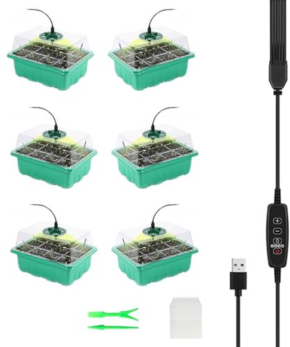 XRR Bandejas Semilleros con Lámpara Germinacion Plántulas,6 Pcs Mini Invernadero Pequeño con Temporizadores de Tiempo y Brillo Ajustable Luz para el Crecimiento y Desarrollo de Las plántulas