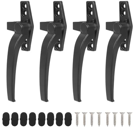 Cranked Locking Window Handle Installation Kit Aluminum Alloy Window Handle Locking Left and Right Hand UPVC Window Handle Replacement, Offset Lockable Window Lever (Right Hand)