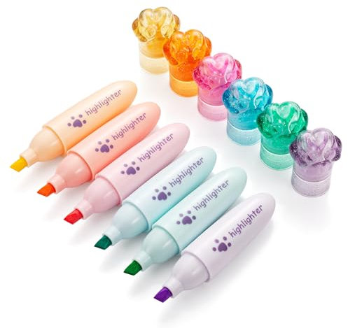 ACCloud Textmarker Stift, 6 Pastellfarben, Keilspitze, ästhetischer Textmarker, auf Wasserbasis, schnell trocknend, kein Ausbluten, für Bibelstudium, Notizen, Schule, Büro