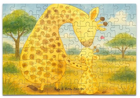 Mr. & Mrs. Panda Puzzle Giraffe Kind Design 96 Teile - Geschenk, Lieblingsmensch, 500, 1000, Puzzlespiel, Sohn, Afrika, Mama, Tochter, Mutter, 300, 2000