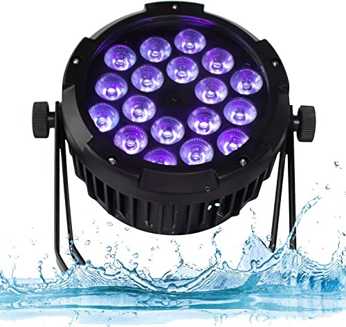 SHEHDS LED Par Licht 18x18W RGBWA+UV 6in1 Bühnenlicht, IP65 wasserdichte, DMX512 Steuerung Mit Soundsteuerung, Wash Strobe Effekt, Helle Partybeleuchtung Für Bühne Disco DJ Licht