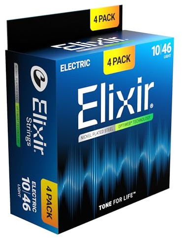 Elixir® Strings Electric Guitar Strings with OPTIWEB® Technology, Light (.010-.046) - Amazon Exclusive 4 Pack