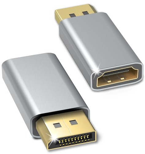 Ticenpe Displayport auf HDMI Adapter 4K60Hz 2 Stück, Unidirektional DP auf HDMI 4K@60Hz/2K@60Hz/1080P@120Hz, Adapter Displayport zu hdmi Kompatibel mit Laptop, TV Projector Monitor AMD GPU NVIDIA