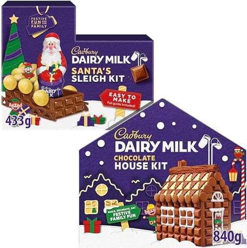 Cadbury Chocolate House & Santa's Sleigh Build Your Own Kits Bundle by Cadbury Gifts Direct - Great stocking filler, Christmas Eve gift