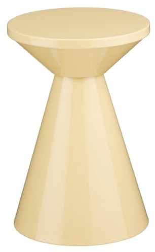 MICA Decorations Jim Beistelltisch – Beistelltisch Rund H45 x Ø31 cm – Wohnzimmer Tisch oder Nachttisch – Eisentisch – Industrieller Stil – Beige