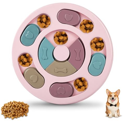 vsshe Giocattoli di Intelligenza per Cani, Treat Dispenser Giocattolo Interattivo, Puzzle Antiscivolo per Cani, Lavabile, Sicurezza, Giocattolo intelligenza per Cani, Cuccioli e Gatti, Rosso