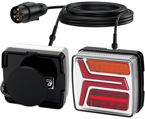 DTEANJU Anhänger Rückleuchten LED mit Kabelbaum & Magnet, 12V IP67, ECE R148 R10, 35 LEDs für PKW Anhänger