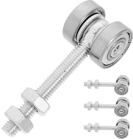 GLEAVI Roulettes de Porte de Garage pour Porte Coulissante, 4 Pièces, Alliage Argenté, Double Roulement, Installation Facile, pour Placard et Patio