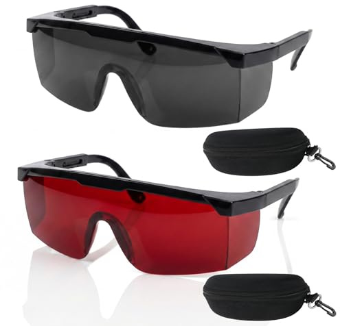 Dexpally 2 Stück Laserschutzbrille IPL Schutzbrille 200-2000nm Laserbrille Haarentfernung Infrarot Laser Brille UV Lichtschutzbrille Blendschutzbrillen mit Brillenetui Arbeitsbrille mit Seitenschutz