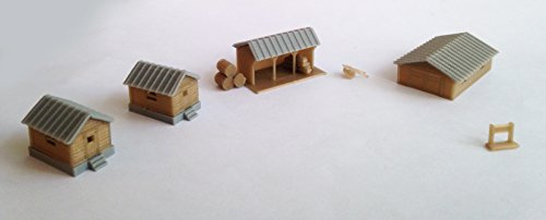 Outland Models Zugbahn-Layout Landhaus Bauernhaus Schuppen Landhaus Set Z-Maßstab