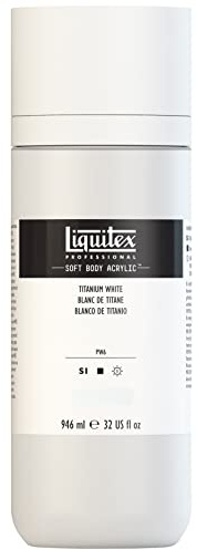 Liquitex 1946432 Professional Acrylic Paint Soft Body - Artist Paint in Creamy Opaque Consistency, High Pigmentation, Lightfast and Ageing Resistant, 946 ml Bottle - Titanium White