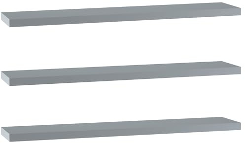 URBNLIVING 3 x 120cm Grey Wooden Floating Wall Mount Shelves Display Unit
