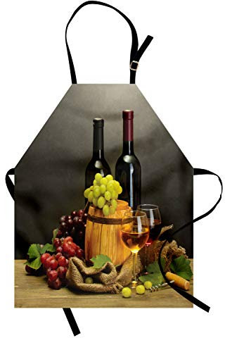 ABAKUHAUS Weingut Kochschürze, Themed Flaschen Frankreich, Unisex-Küchenlätzchen mit verstellbarem Hals für Kochen Gartenarbeit, 67 cm x 80cm, Grau Taupe