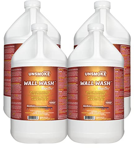 Unsmoke Wall Wash with Biosolv Multipurpose Degreaser for Walls and Smoke Damage Hard Surface Cleaner, 1-Gal Bottle (4 Pack)