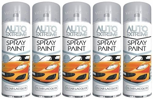 5 x 250ml Clear Lacquer Spray Paint Cans All Purpose DIY Spray Paint Clear Coat Spray Paint