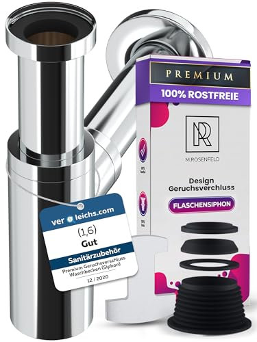 Syphon Waschbecken Premium aus Edelstahl 304 und Messing Wände, Abflussrohr 1 1/4 Waschbecken Siphon, Syphon Waschtisch, Geruchsverschluss, Schnelle Montage – M. ROSENFELD HOME