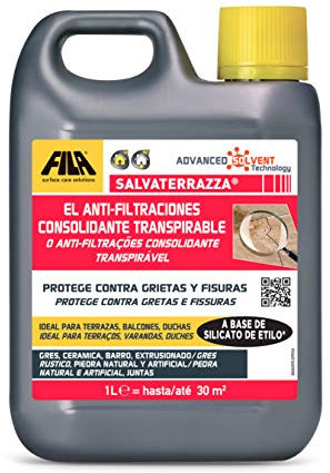 FILA Surface Care Solutions SALVATERRAZZA 1L, Hidrorepelente para Terrazas y Exteriores con Acción Consolidante y Anti Goteras