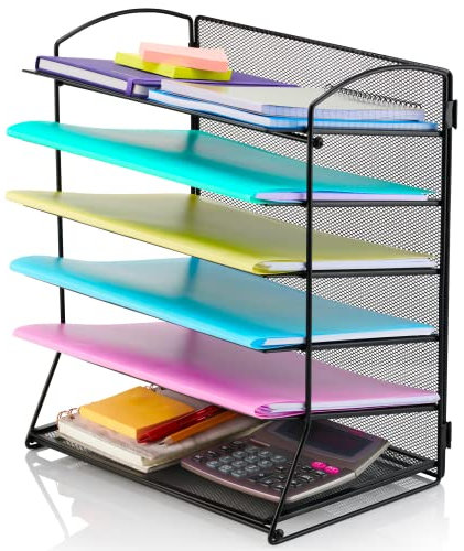 TIDYHIVE 6-Tier Letter Tray Organiser, Paper Filing Tray for Office Desk, File Holder with Stackable Filing Trays