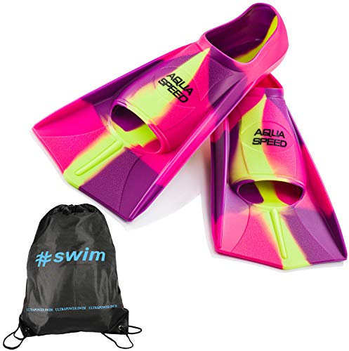 Aqua Speed Kurzflossen für Erwachsene und Kinder + ULTRAPOWER Rucksack | Trainingsflossen | Schwimmtraining | Kurzflossen | rosa/93, Gr. 37/38
