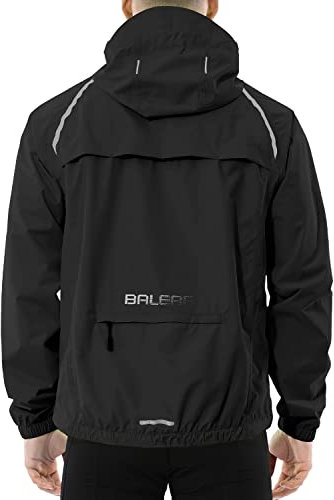 baleaf Fahrradjacke Herren Regenjacke Wasserdicht Atmungsaktiv Wanderjacke Windbreaker Outdoor Jacken Leichte Windjacke Trekking Regenjacke Radjacke Schwarz XL