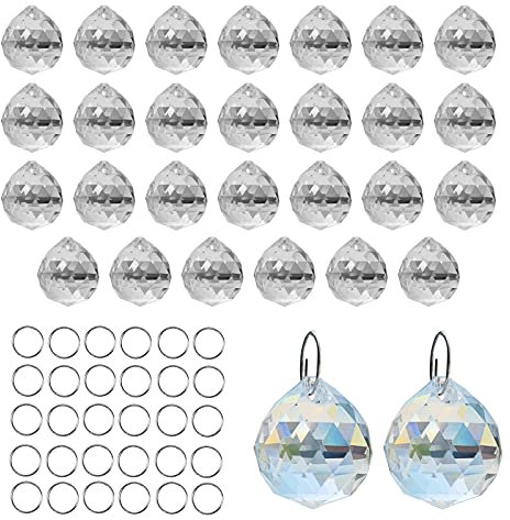 HAKOTOM 30 Piezas Bolas Cristal para Colgar el Sol, Arcoíris, Prisma de Cristal, Decoración Vídrio, Colgante, Adorno Feng Shui Colgar Candelabros Ornamento Ventanas Jardín Habitación Hotel Regalo.