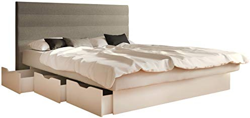 SuMa - Doppelwasserbett 180x200 dual mit 6 Schubkästen und Kopfteil Largo, Farbe lightgrey 180x200 cm