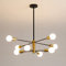Comly Pendelleuchte Modern, Kronleuchter Vintage, Schwarz-Golden 8 Lichter E27, 360° Drehbarer Deckenlampe für Esszimmer Wohnzimmer Schlafzimmer (Ohne Leuchtmittel)