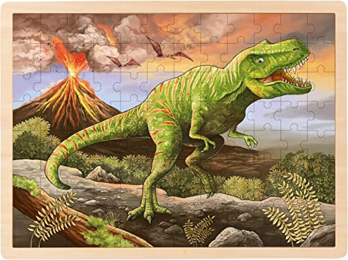 Puzzle aus Holz Einlegepuzzle T-Rex von goki 96 Teile Holzpuzzle mit Palandi® Sticker