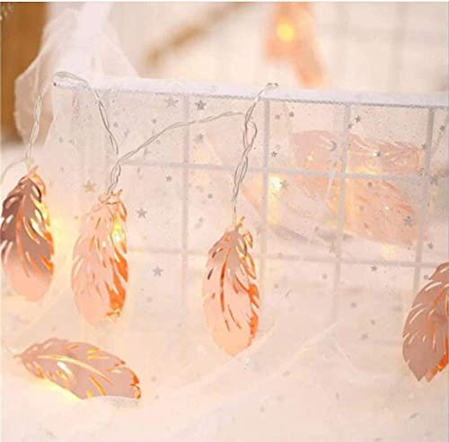 EONANT Metall Lichterketten, 3M 20LED Lichterketten Ananas Roségold Metall Polygon Lichterketten batteriebetrieben, verwendet für Weihnachten Familienfeier Dekoration (Feder)