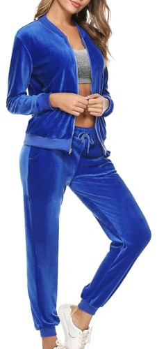 Women's Velour Tracksuit Set 2 Piece Loungewear Joggers Set Ladies Velour Sportwear Set Long Sleeve Tracksuit Loungewear Set