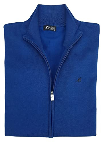 U.S. Grand Polo Equipment & Apparel Giacca Cardigan Pullover con Zip Intera Cerniera Uomo Taglie Forti XXXL 4XL 5XL 6XL (5XL - Denim)