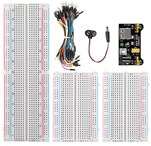 Diitao Breadboard Jumper Wires Kit 400 and 830 Point Solderless Breadboards and 65pcs M/M Flexible Bread Board Jumper Wire and Battery Clip (Breadboard Kit)