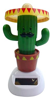 iSpchen Figurine Solaire pour Voiture Ornement Bureau Décoration Tableau de Bord Voiture Poupée de Cactus à Tête Secouante Solaire Bobbleheads Ornements Voiture Figurines et Jouets Solaires