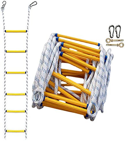 PHONME Rope ladder Emergency Fire Escape Ladder 2/3/4 storey for Home Climbing Fire Escape Weight Capacity Up to 420KG With Hooks for Windows and Balcony 3m 5m 8m 10m 15m 20m(Size:3m)