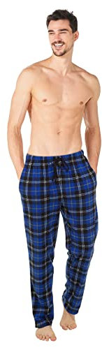 i-Smalls Pigiama da uomo, pantaloni in pile, pantaloni a quadri, pigiameria pigiameria, Blu, L