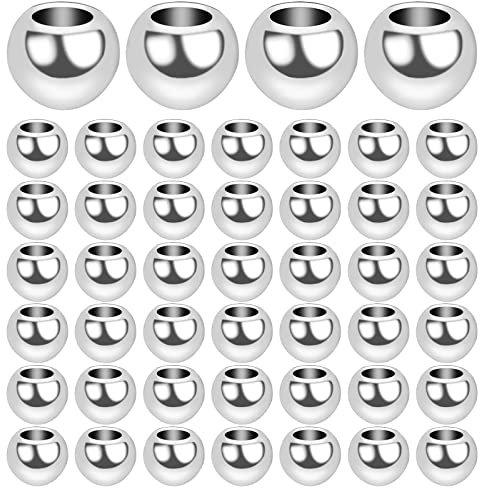 100pcs 3 mm Round Memory Wire End Caps Beads Stainless Steel Cord End Caps Half Drilled Hole Ball Beads for DIY Crafts Necklace Bracelet Jewelry Making, Hole: 1.5 mm