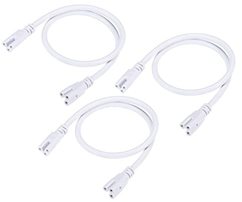 YOKIVE 3 pcs T5 T8 LED Tube Connecteur Rond Câble, Extensible Cordon avec Double Fin Connecter éclairage Tubes, Excellent pour LED Intégré Tubes (Blanc, 1.64-Pieds)
