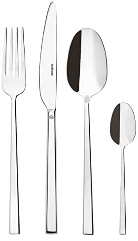 Sambonet Rock 52562-G2 - Set di Posate da Tavola monoblocco in acciaio inox 18/10, per 12 persone, 48 pezzi: 12 forchette, 12 cucchiai, 12 coltelli, 12 cucchiaini da tè
