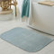 Waschbarer Badezimmer Duschvorleger-Teppich • runde Ecken • in blau, 60x100 cm