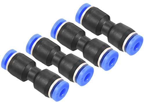 QUARKZMAN 4mm Premere per Collegare Raccordo x 4pz Dritto Pneumatico Rapido Raccordo per Aria Compressore, [Nero e Blu]