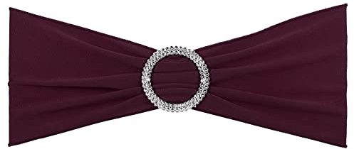 PATIKIL 13 x 5 Stretch Chair Sashes Bows, 25 Pack Elastic Chair Bands Sashes with Buckle Slider for Wedding Banquet Decorations, Maroon