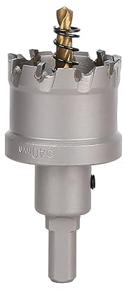 Vearter TCT Lochsäge, 40 mm Hartmetallbohrer mit Zentrierbohrer, Fräser für Hartmetall, Edelstahl, Baustahl, Aluminiumlegierung, Kupfer, Eisen, Kunststoff und Glasfaser